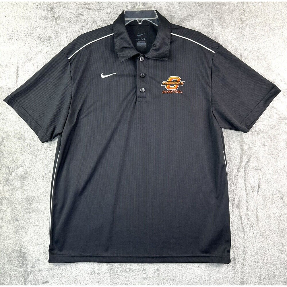 Nike Dri-Fit Oklahoma State Cowgirls Basketball Black Polo Shirt Women's Sz L